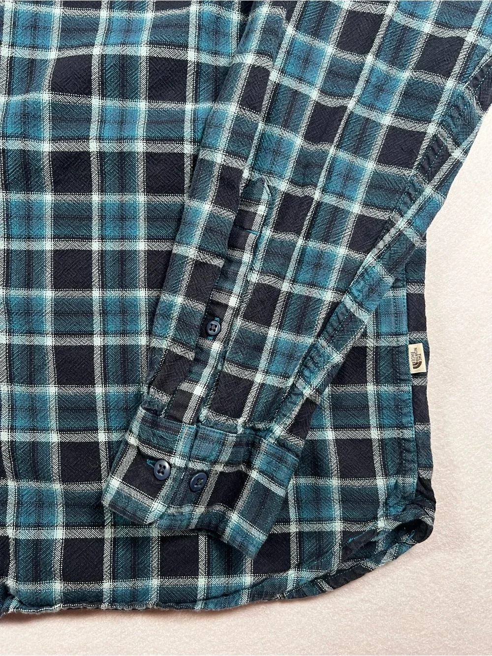 The North Face Men’s Large Blue Plaid Flannel Shirt Button Down Outdoor Hiking